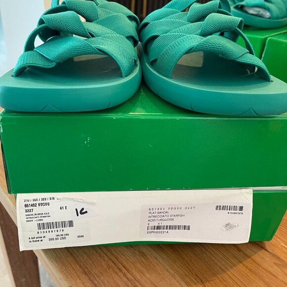 BOTTEGA VENETA 651402 Men's Slide Sandals Intrecciato Starfish Turquoise Blue - Picture 13 of 15